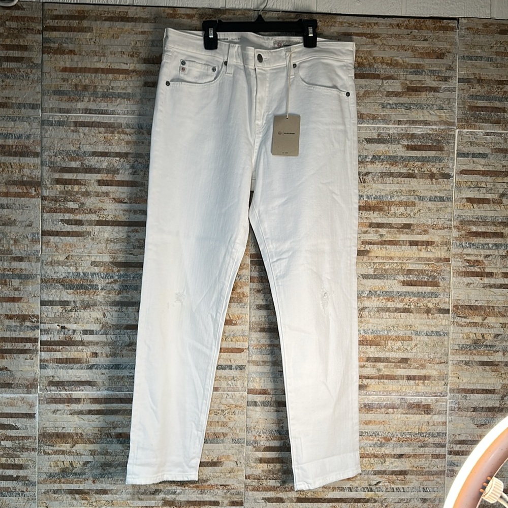AG Adriano Goldschmied Women's White Boyfriend Jeans - Picture 6 of 8